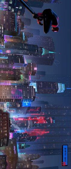 a futuristic city with skyscrapers and neon lights