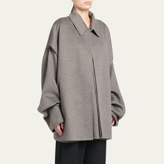 Bottega Veneta light double-face jacket Spread collar Long wide sleeves Dropped shoulders Oversized fit Wool/cashmere Made in Italy Oversized Structured Wool Outerwear, Oversized Cashmere Outerwear For Spring, Oversized Long Sleeve Cashmere Outerwear, Versatile Long Sleeve Cashmere Outerwear, Oversized Structured Spring Outerwear, Classic Oversized Cashmere Outerwear, Oversized Cashmere Outerwear For Work, Modern Long Sleeve Cashmere Outerwear, Chic Fall Outerwear With Batwing Sleeve