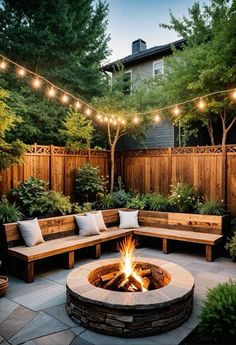 Full Sun Patio Ideas, Backyard Nook Ideas, Back Porch Furniture Ideas, Big Backyard Ideas, Patio With Firepit, Landscape Renovation, Rustic Patio, Dream Patio, Backyard Seating