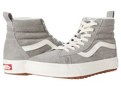 Vans SK8-Hi(r) MTE-1 - Shoes : Drizzle/Marshmallow : Skate in style and confidence with the Vans SK8-Hi MTE-1 sneakers. They'll never let you down! Leather upper. Lace-up closure with pull-on tab on heel notch. Round-toe silhouette. Textile lining and insole. Rubberized outsole. Imported. Measurements: Weight: 1 lb Product measurements were taken using size Men's 9, Women's 10.5, width Medium. Please note that measurements may vary by size. Weight of footwear is based on a single item, not a pai Vans High-top Sneakers With Textured Sole, Winter Outdoor Sneakers With Textured Sole, Insulated Low-top Sneakers For Outdoor Activities, Vans High-top Sneakers For Outdoor Activities, Vans High-top Sneakers, Vans Sporty High-top Sneakers For Outdoor, Winter High-top Sneakers With Textured Sole For Streetwear, Winter Streetwear Sneakers With Textured Sole, Insulated Low-top Sneakers For Sports