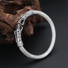 Norse Dragon Cuff Bracelet for Men - Vintage Viking Style 316L Stainless Steel Jewelry Luxury Silver Viking Style Jewelry, Handmade Viking Style Stainless Steel Jewelry, Viking Style Metal Bracelet For Gift, Collectible Viking Sterling Silver Jewelry, Nickel-free Viking Style Stainless Steel Jewelry, Casual Rings, Dragon Bracelet, Choker Pendant, Vintage Fine Jewelry