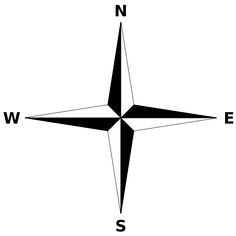 a black and white compass with the letter s in it's center, on a white background