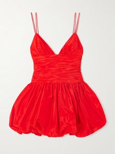 STAUD Loren ruched taffeta mini dress | NET-A-PORTER Bright Mini Dress, Mini Hoco Dresses, Cute Dresses For Dances, Hoco Court, Senior Hoco, Zara Red Dress, Coral Mini Dress, Prom Dress Inspo, Red Dresses Classy