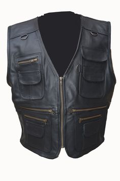 Ride in style with our handcrafted black leather vest, a unique and professional addition to any rider's wardrobe. Crafted with care and attention to detail, this vest is the perfect companion for bikers, cowboys, and anyone with a passion for the open road. Key Features: Premium Quality: Made from genuine black leather, this vest is built to last, providing both durability and timeless style. Unique Design: Each vest is handcrafted, ensuring that no two are exactly alike. Stand out from the cro Black Sleeveless Biker Vest, Biker Vest With Pockets, Sleeveless Biker Vest With Pockets, Biker Vest With Pockets For Motorcycling, Black Biker Vest For Outdoor, Fitted Black Outdoor Vest, Fitted Black Vest For Outdoor, Black Fitted Motorcycle Vest, Black Sleeveless Vest For Motorcycling