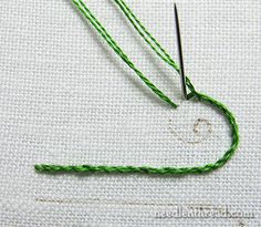 the green thread has been stitched together