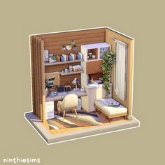 ninthies on Instagram: "Hello!🌿🤗 Now I will probably post less often because I am starting my exam session soon🥲 Today I present to you this tiny Study Nook that I created! Hope you like it!🤍 This room is now available in the gallery! Gallery ID: ninthies #sims #sims4 #sims4house #sims4housebuild #thesims #thesims4 #thesims4house #thesims4build #thesims4builds #thesims4nocc #ts4 #ts4build #ts4house #ts4nocc #showusyourbuilds #ts4builds #showmeyourbuilds #simstagram #sims #simshouse #sims4bui Sims Study Room Ideas, Sims Student House, Sims House Outside, Sims 4 Cc Build Mode Living Room, Base Game Sims 4 Houses Interior, Sims 4 Activity Room, Sims Study Room, The Sims 4 Study Room, Sims 4 Lounge Room Ideas