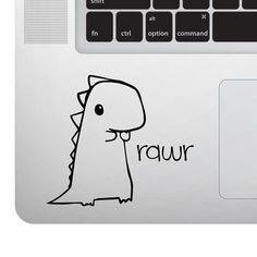 a sticker on the back of a laptop computer that says, rapur with a dinosaur drawn on it