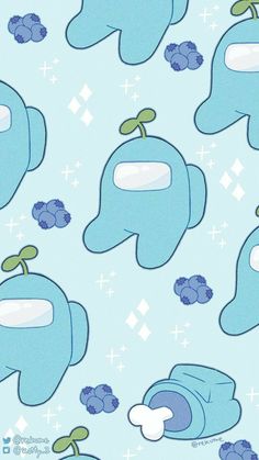 an image of a cartoon character pattern on a blue background