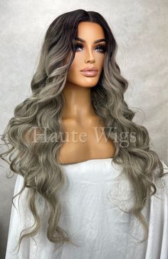 ❤️ Our Luxury Wig Is Made From The Highest Grade Of Synthetic Fibers For An Outstanding Wig. She Is Heat Resistant 130-160oC (266-320oF). She Should Never To Be Dyed Or Bleached. So Beautiful ! A Head Turner ! ❤️ M Inner Wig Cap Size With Adjustable Straps For Extra Security. This Wig Will Look Stunning On All Ladies And Skin Tones. You Will Receive So Many Compliments ! ❤️ Lace free. So Full And Voluminous Yet Lightweight When Worn. Long Lasting & Affordable! ❤️ Super Fast Dispatch! Silver Blonde Ombre, Wig Wavy, Blond Ombre, Silver Blonde, Long Wigs, Blonde Ombre, Womens Wigs, Wig Cap, Skin Tones