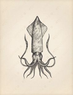 an octopus with a knife in it's mouth and tentacles attached to its back