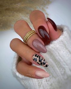 Leopard Nail Designs, Cheetah Nail Designs, Green Nail Designs, Cute Nails For Fall, Easy Nails