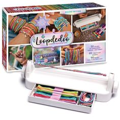 the lorpadeloo kit is packed with colorful beads and bracelets in it