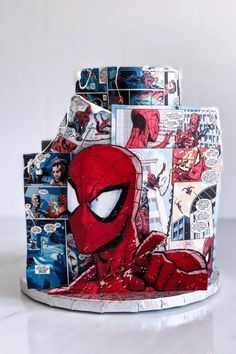 Pastel temático de Spiderman Marvel Birthday Cake, Superhero Cakes, Spiderman Decorations, Marvel Cake, Beautiful Cake Designs, Superhero Cake, Spiderman Cake