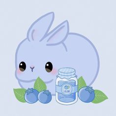 an image of a cartoon bunny with blueberry jam