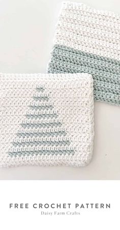 two crocheted coasters with the words free crochet pattern on them