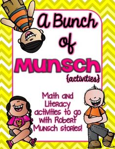 an advertisement for the u - bunch of munchs activity book with two children