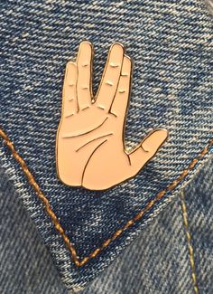 Spock Hand pin Spock Hand, Vulcan Salute, Pin Jacket, Hand Pin, Jacket Blouse, Soft Enamel Pins, Pin Art