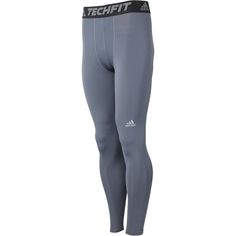 men's adidas tight leggings in grey with white logo on the side