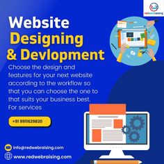 the website design and development flyer