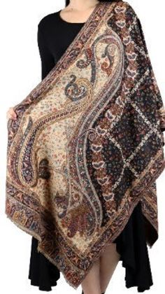 **Kashmir Shawls have traveled across continents & centuries to accessorize fashion sensibilities of women globally. Shawls are used in order to keep warm, to complement a costume, and for symbolic reasons and also suitable for wall hanging and home decoration etc.This Shawl will be perfect for adding grace to your attire for any social gathering/party/ travel or a wedding. A perfect gift for your loved ones ** KANI Shawls are a tradition of Kashmir; its rich design and heritage is classic & evergreen. Artisans of tremendous skill and patience go to the loom and create a marvelous piece of Kani Shawl. An unbelievable amount of concentration and time is required for weaving just an inch of Jamavar also called kani shawls. This Handwoven Kani Shawl is made of fine wool and Pashmina. Has beau Traditional Brown Pashmina Shawl With Patterns, Bohemian Brown Shawl Dupatta, Festive Shawl With Traditional Patterns, Traditional Paisley Print Shawl For Fall, Traditional Brown Shawl For Festive Occasions, Traditional Winter Dupatta With Traditional Patterns, Traditional Brown Pashmina Shawl, Pashmina Shawl With Traditional Patterns For Winter, Brown Bohemian Pashmina Dupatta