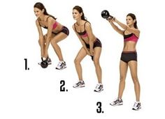 the woman is doing different exercises with kettlebells