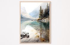 Glacier National Park Poster, National Park Print, Montana Art, Glacier Park Watercolor Art, St. Mary's Lake, Travel Print, Hiking Decor