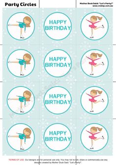 Ice Skating Party Printable Party Circles /  Printable Cupcake Toppers  Mother Duck Said: "Lets Party!": Ice Skating Party Winter Wonderland Birthday Party, Printable Cupcake Toppers, Rainbow Unicorn Party, Winter Wonderland Birthday, Bowling Party, Winter Parties, Cupcake Toppers Printable