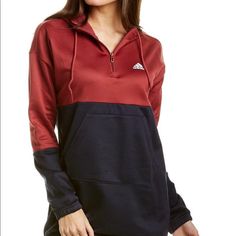 Adidas Womens Hooded Sweat Pullover Top Maroon/Navy Size Xs. New With Tag. Msrp $60 Loose Fit With A Long Length Half-Zip Hooded Sweatshirt Kangaroo Pocket Hit That Snooze Button. Go Ahead And Hit It Again. Because With This Adidas Hoodie, Your Early-Morning Routine Gets Cut Down To Practically Nothing. Just Throw It On, Slip Into Whatever Else Is Feeling Good And Head Out The Door. Bike Shorts? A Skirt? Or Maybe You Really Embrace The Laid-Back Vibe And Go Full Sweat Suit. Either Way, The Long, Sweat Suit, Adidas Womens, Adidas Hoodie, Feeling Good, Red Adidas, Adidas Tops, Go Ahead, Bike Shorts, You Really