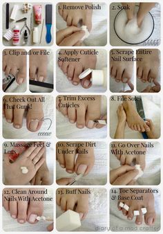 Basic Pedicure, Pedicure Tutorial, Pedicure Station, Diy Pedicure, Makeup Tip, Nail Designs Tutorial, Pedicure At Home, Pedicure Manicure, Pedicures