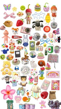 many different types of toys are arranged in the shape of a heart on a white background