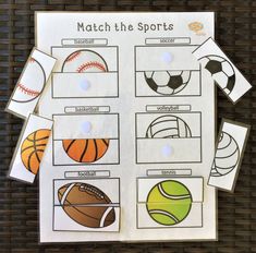 some sort of match the sports activity for kids to practice their numbers and counting skills