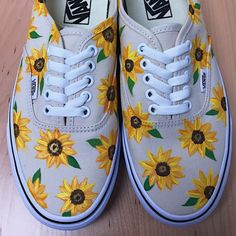 Sunflower Handpainted Canvas Shoes Vans Converse Toms | Etsy Sunflower Shoes Painted, Decorated Canvas Shoes, Painting Canvas Shoes Diy, Diy Canvas Shoes, Sunflower Shoes, Sunflower Stuff, Canvas Shoes Diy, Sharpie Shoes, Decorate Shoes