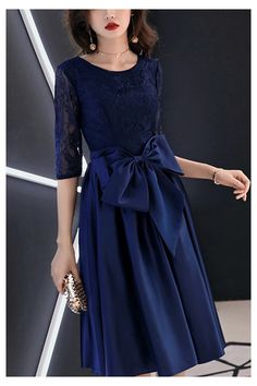 10% off now! navy blue satin lace wedding party dress with big bow knot online. Sheprom offers formal, party, casual & more style dresses to fit your special occasions. Blue Wedding Dress With Satin Bow, Elegant Banquet Dress With Satin Bow, Elegant Navy Evening Dress For Party, Lace Party Dress With Bow, Party Lace Dresses With Bow, Elegant Lace Dress With Bow Detail, Elegant Lace Dress With Bow, Formal Lace Dress With Bow, Elegant Lace Dress With Satin Bow