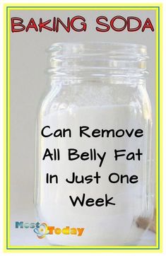 a jar filled with baking soda sitting on top of a table