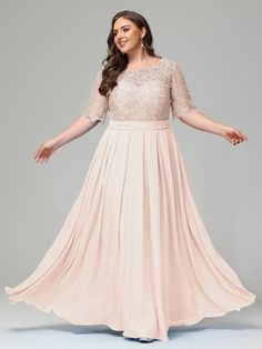 Pearl_Pink Plus Bridesmaid Dresses, Plus Size Bridesmaid Dresses, Plus Size Bridesmaid, Bridesmaid Dresses Plus Size, Chiffon Bridesmaid Dress, Chiffon Bridesmaid, Square Design, Bridesmaid Dress, Scoop Neckline