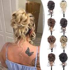 Category:chignons; Gender:Women's; Occasion:Daily Wear,Party,Party  Evening,Birthday; Age Group:Adults; Color Shade:Blonde,Brown,Light Brown,Black; Hair Extension Type:Drawstring; Hair Material:Synthetic Hair; Texture:Curly; Heat Resistant:Yes; Listing Date:02/28/2024; Can Be Permed:No Updo Hair Extensions, Tousled Updo, Messy Bun Hair Piece, Hair Color Images, Curly Bun Hairstyles, Claw Clip Hair, Chignon Bun, Long Beard, Faux Hair