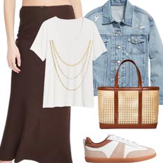 brown maxi skirt outfit idea for women Skirt Outfits For Women, Skirt Ideas