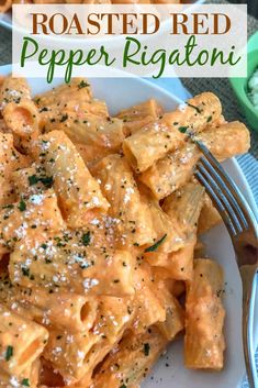 a white plate topped with pasta covered in sauce and parmesan sprinkles