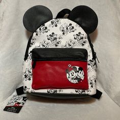 Mickey And Minnie Mouse Small Bag, Red, White And Black, Brand New Minnie Mouse Purse, Danielle Nicole Disney, Minnie Mouse Backpack, Plaid Backpack, Disney Brave, Disney Bags, Quilted Backpack, Mickey And Minnie Mouse, Disney Bag