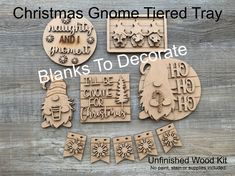 christmas gnome themed trays and ornaments with the words thanks to decorate