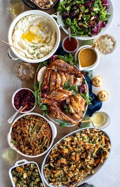 a table filled with different types of food