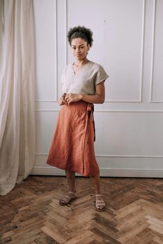 Linen A-line Skirt With Ties Linen Wrap Skirt Orange Skirt - Etsy Summer Linen Flared Wrap Skirt, Flared Linen Wrap Skirt For Summer, Summer Flared Linen Wrap Skirt, Relaxed Linen Asymmetrical Wrap Skirt, Summer Linen Asymmetrical Wrap Skirt, Casual Linen Long Wrap Skirt, Summer Asymmetrical Linen Wrap Skirt, Linen Wrap Skirt, Skirt Images