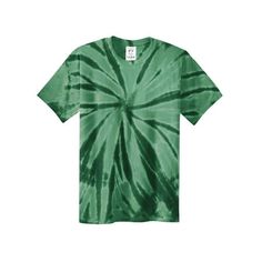 a green t - shirt with a white tag on the chest and black tie dye