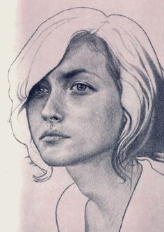 a pencil drawing of a woman's face