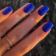 Super Cute And Stylish Ships In 5-10 Business Days Gel Nails For Blue Dress, Short Square Nails September, Short Solid Acrylic Nails, Ford Blue Nails, Small Dip Nails, Nails For Homecoming Blue, Squoval Blue Nails, Blue Square Short Nails, Swim Team Nails