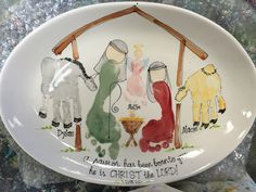 a plate with the birth of jesus on it