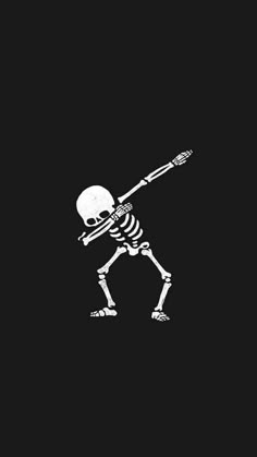 a skeleton with a baseball bat in its hand