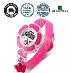 ALL SMART DEALS Reloj Para Niñas Bebe Digital Rosa Con Forma De Flor Bonito Regalo Primer Reloj Carcasa de plástico ABS de protección del medio ambiente importada, correa de reloj de plástico PU Correa de reloj de silicona suave y cómoda. movimiento electronico relojes para niños de acuerdo con diferentes personajes de dibujos animados, diseñando un regalo de juguetes y relojes de relojes creativos, establece interés y practicidad en uno. Adecuado para niños de 3 a 5 años, también para la escuela, la vida diaria o tus juguetes. No impermeable Payment Policy We accept secure payment.   We offer 30 days refund. Shipping Policy Shipping is FREE! to all addresses other than APO/PO boxes in the lower 48 states. Our stock all ships from our US-based Warehouse. Shipped via USPS-UPS-FEDEX (dependi Ring Pop, Kids Watches, Quick Saves