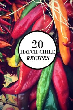 colorful peppers with the words 20 hatch chile recipes