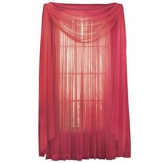 a red sheer curtain hanging on the wall